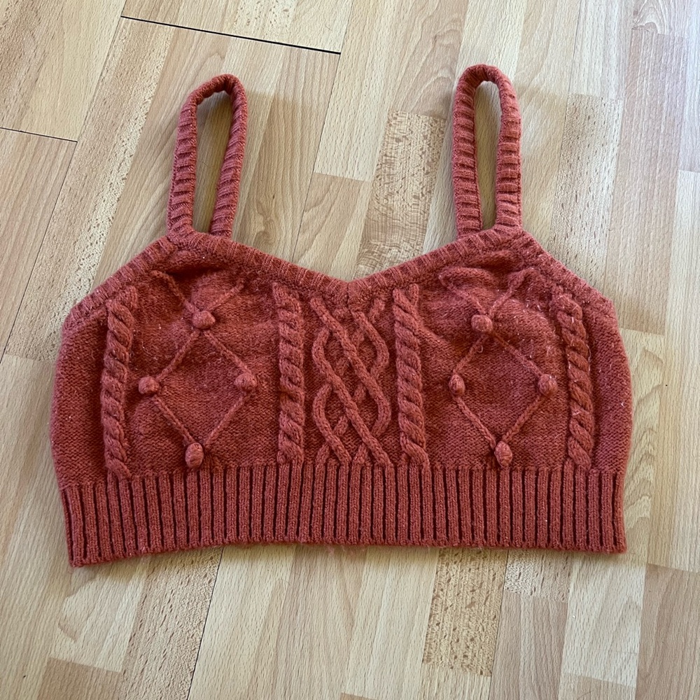 For Love And Lemons Terracotta Knit Top